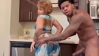Young Black Girl Gets Big Dick In Kitchen And There Is Backshot Also.